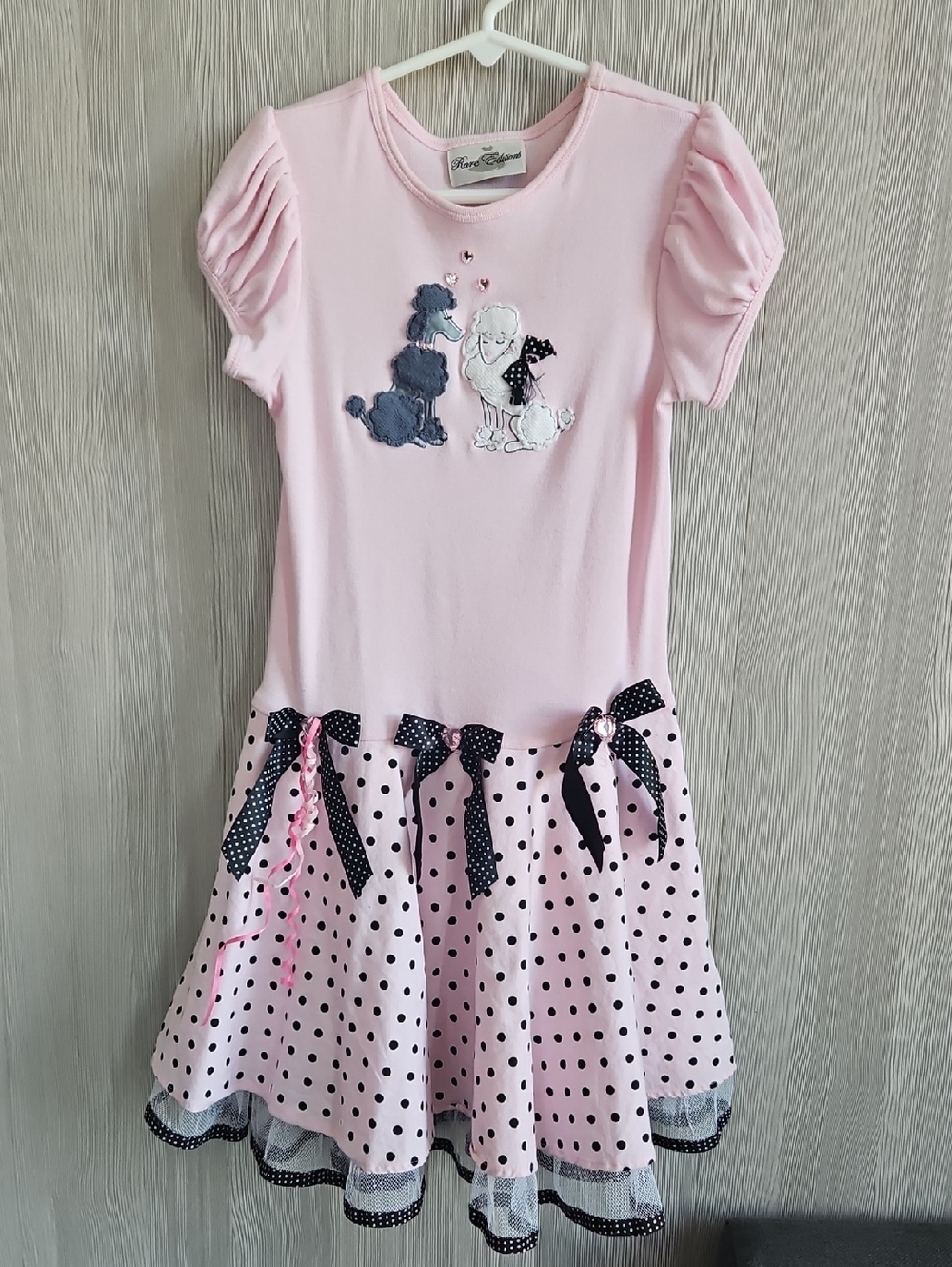 Rare Editions Pink and Black Polka Dot Dress
